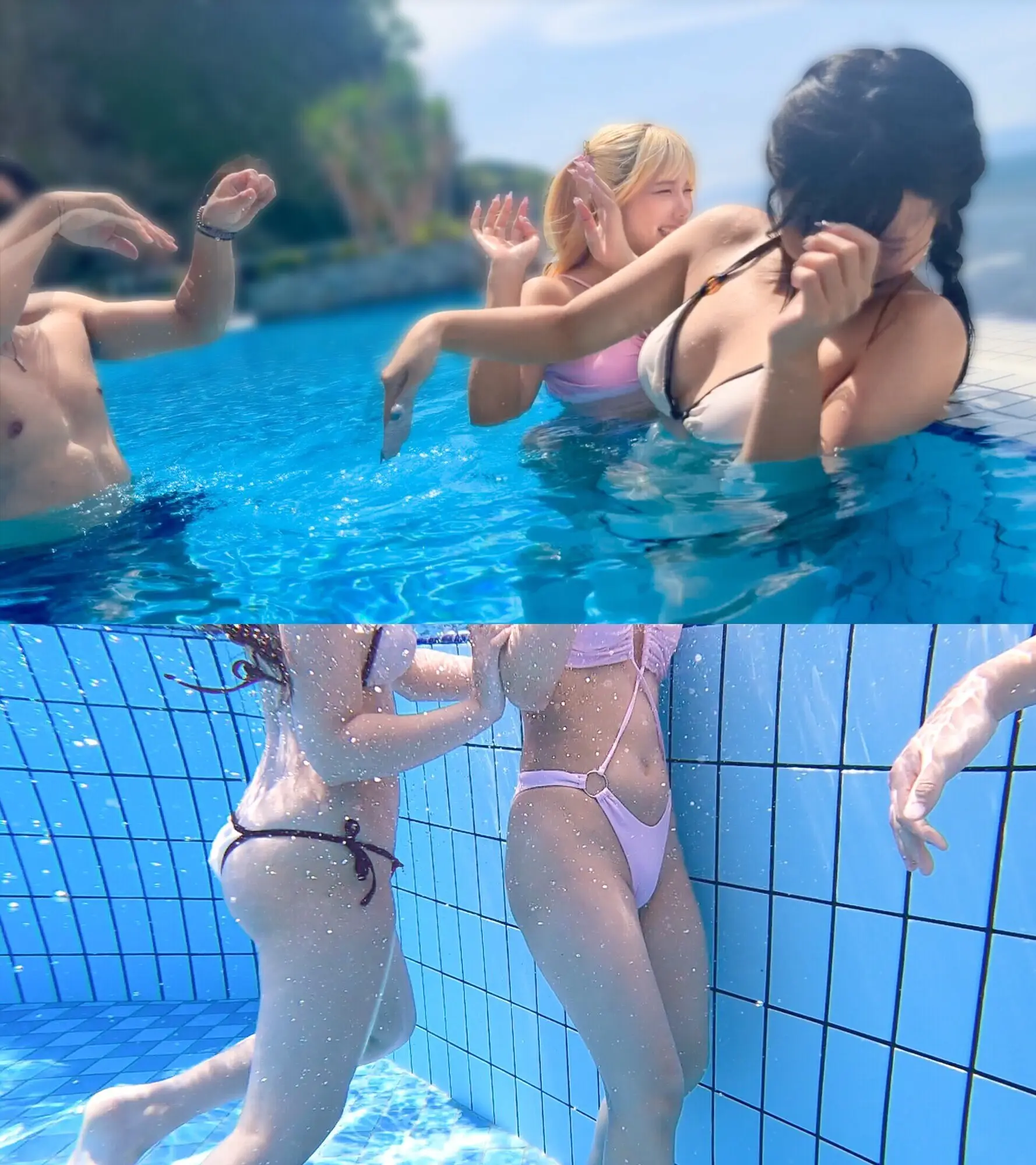 【夏に輝く美尻っ娘×2と酒浴び暴走乱パ】プール旅行を楽しむ童顔キュートな金髪ギャル&黒髪痴女と3P中出しパーティー開催☆親友だから酒漬けチ●ポも仲良くシェア♪互いの体でオナり合うほど友情深い2人の穴をヌルぐちゃローテハメ食らい!!気づけば8月終盤・・・夏最後のオカズは水着美女で決まりっしょ!【水着っ子ナンパ】【なぎ いおり】