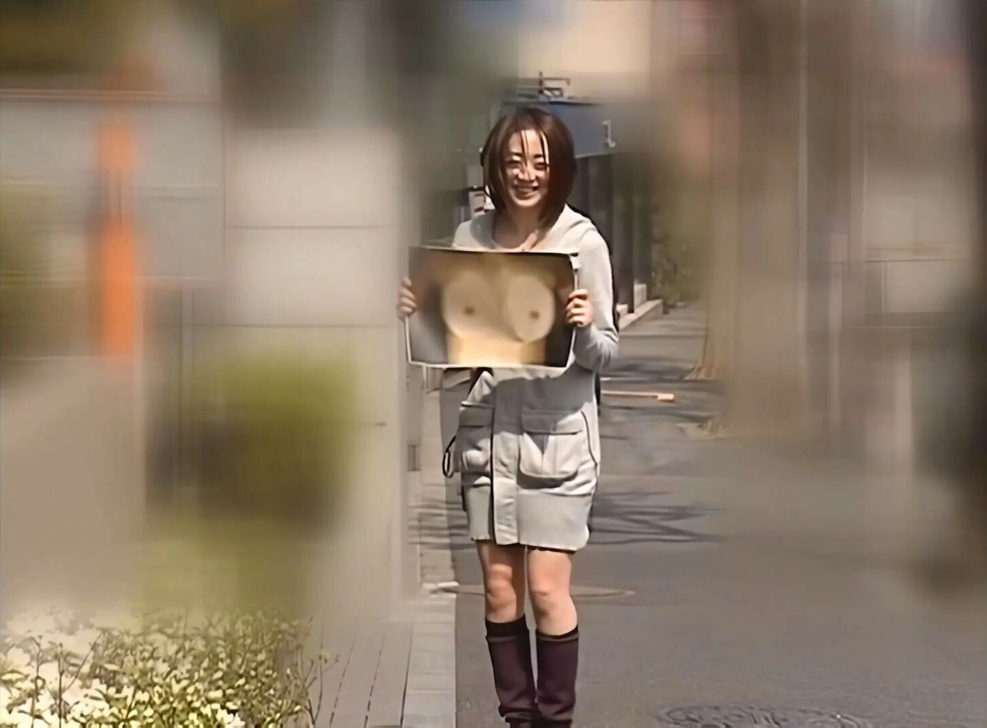 【AIリマスター】街角素人お嬢さんの恥じらい オッパイをコピーして見~せて!