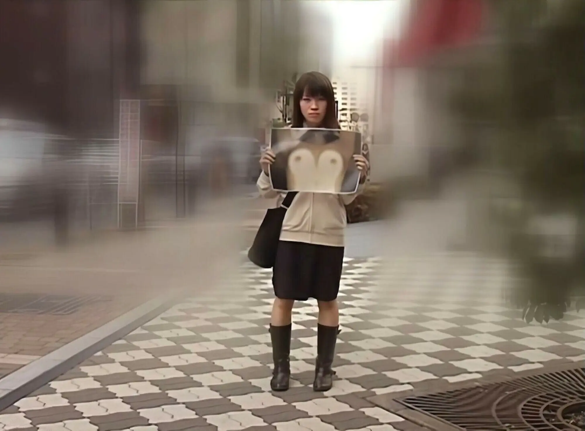 【AIリマスター】街角素人お嬢さんの恥じらい オッパイをコピーして見~せて!