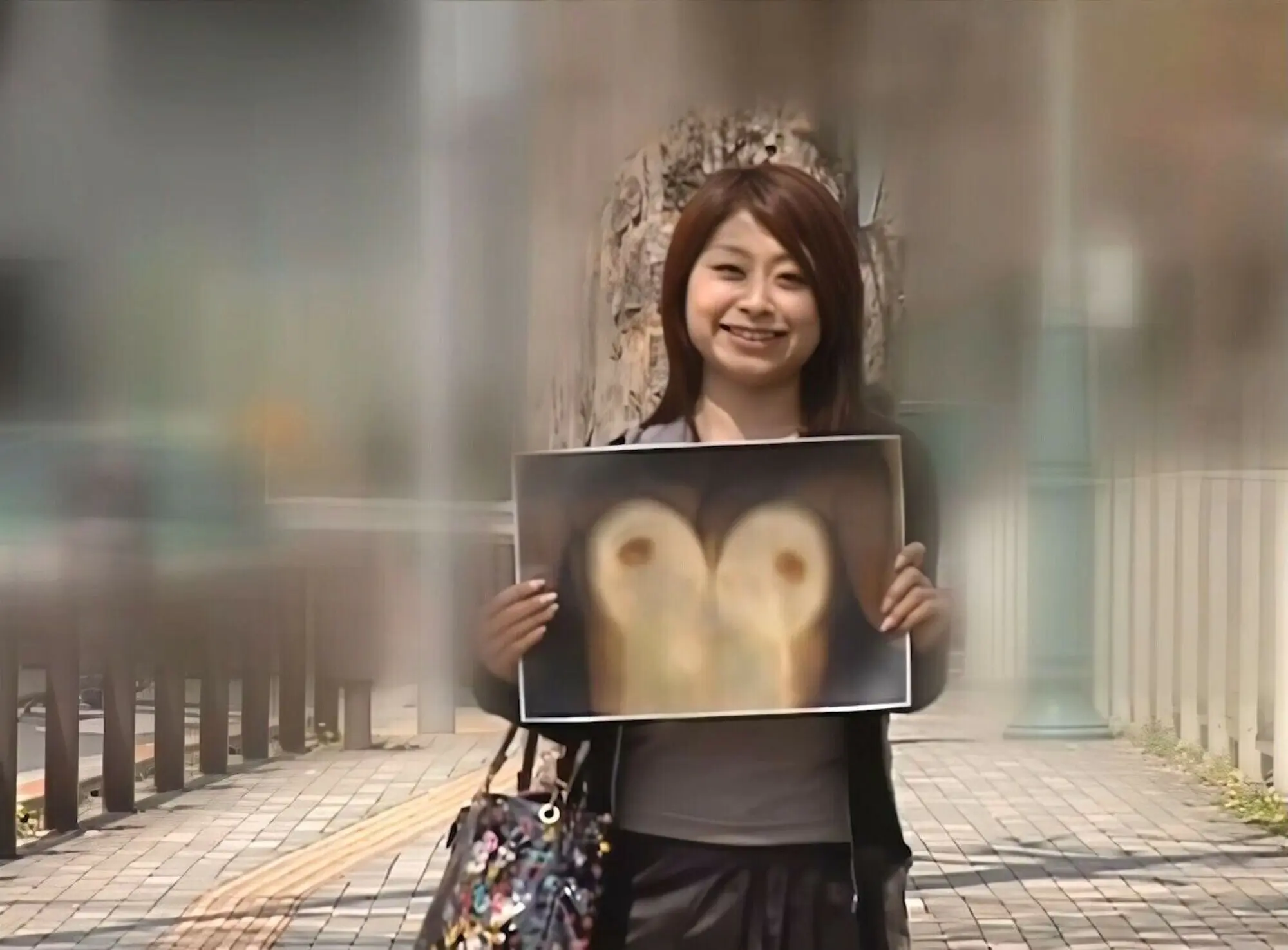 【AIリマスター】街角素人お嬢さんの恥じらい オッパイをコピーして見~せて!